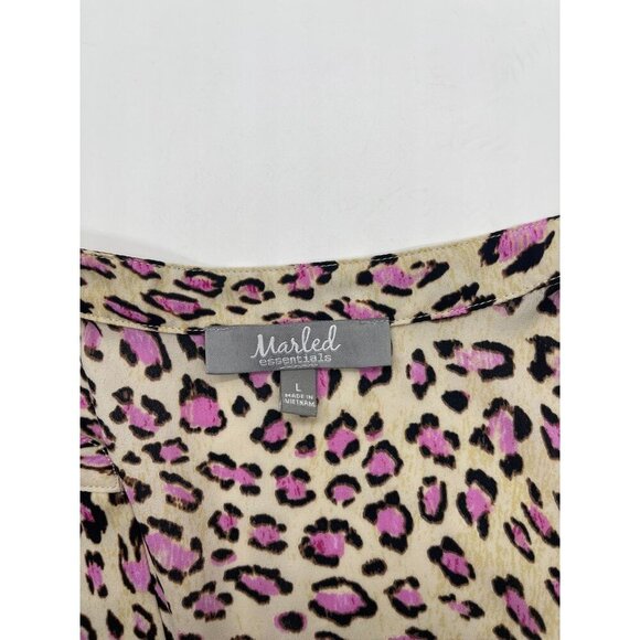 Marled Essentials Large Short Sleeve Lightweight Shirt Leopard Print - Picture 4 of 5